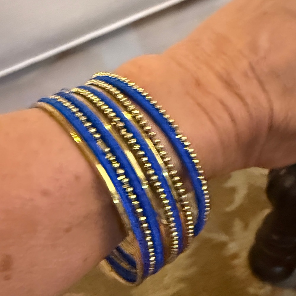 Blue and Gold Bangle Bracelet Set